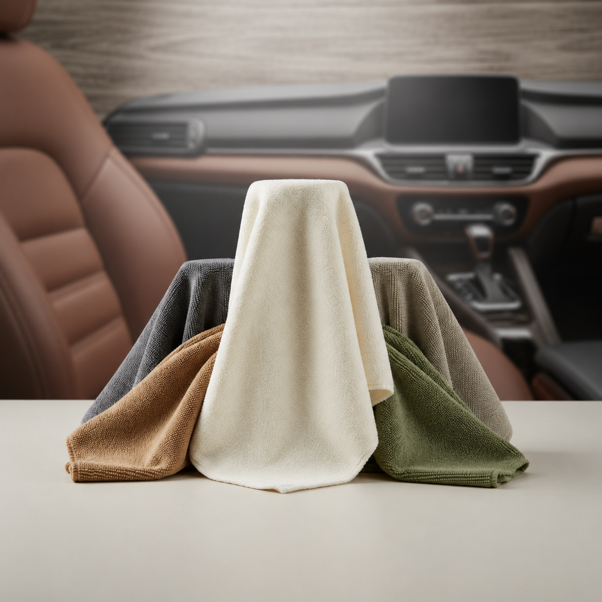 Color Coded Microfiber Car Cleaning Towel Set