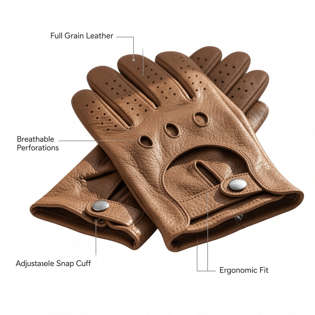 Vintage Brown Leather Driving Gloves