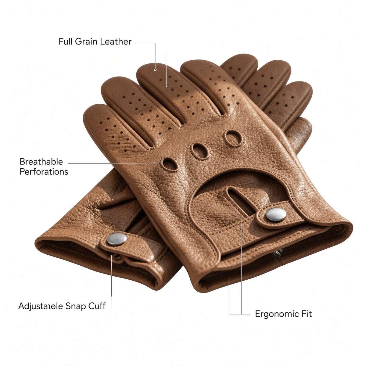 Vintage Brown Leather Driving Gloves