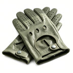Sage Gray Leather Driving Gloves