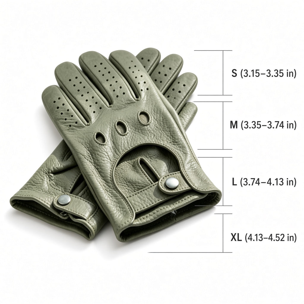 Sage Gray Leather Driving Gloves