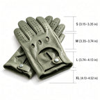 Sage Gray Leather Driving Gloves