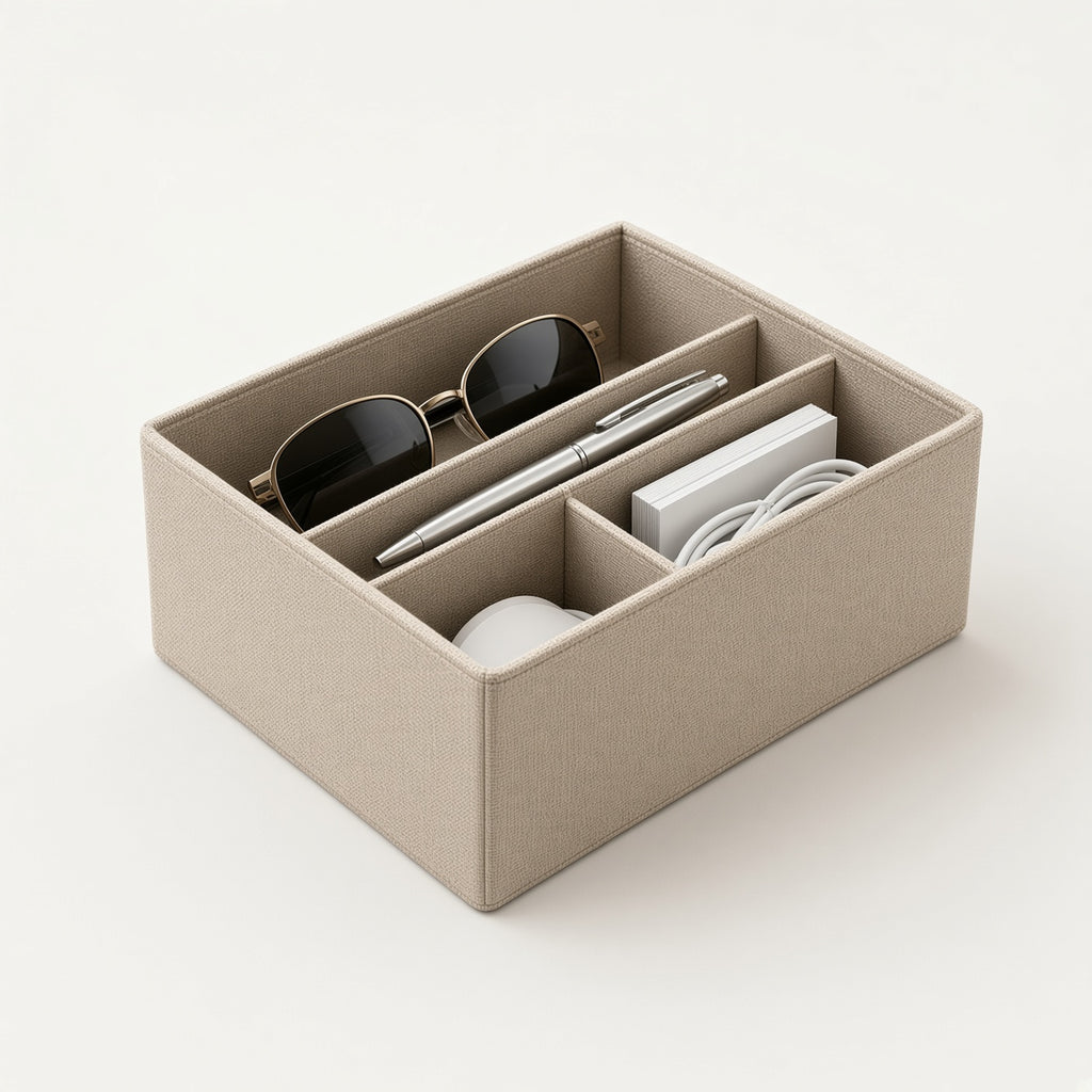 Linen Fabric Car Console Storage Set