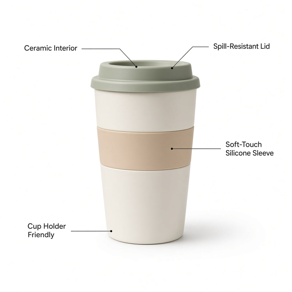 Ceramic Travel Mug with Silicone Sleeve