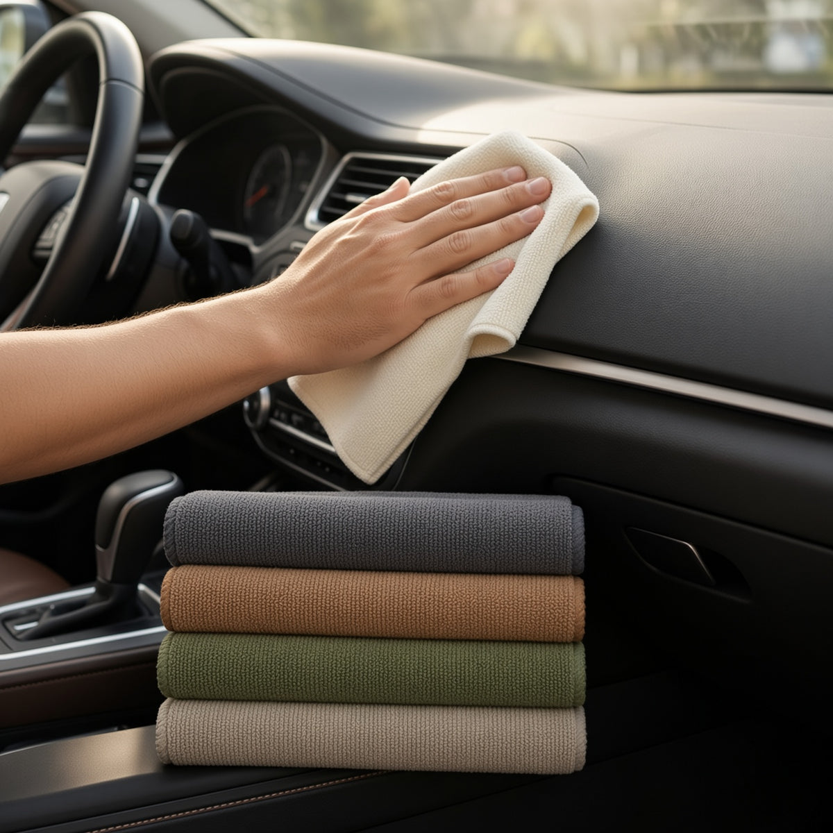 Color Coded Microfiber Car Cleaning Towel Set