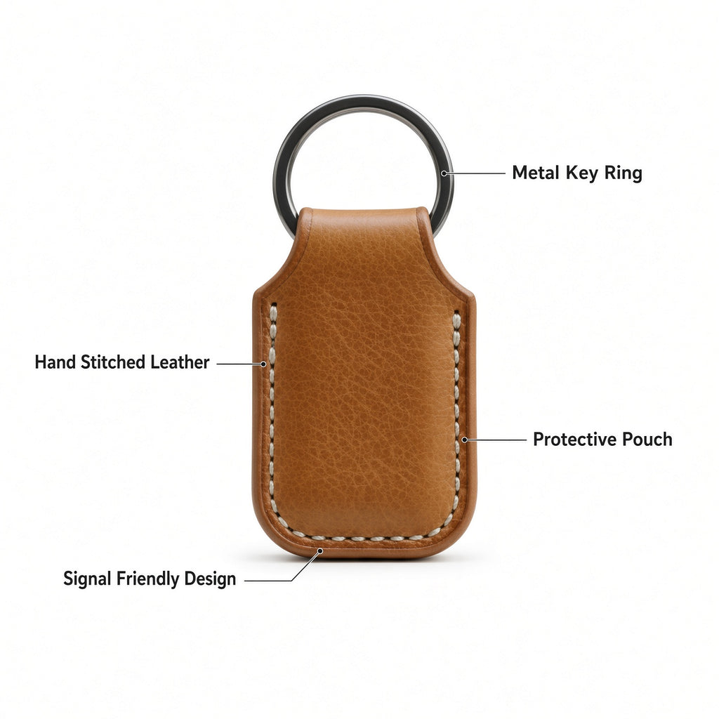 Genuine Leather Item Tracker Holder Keychain