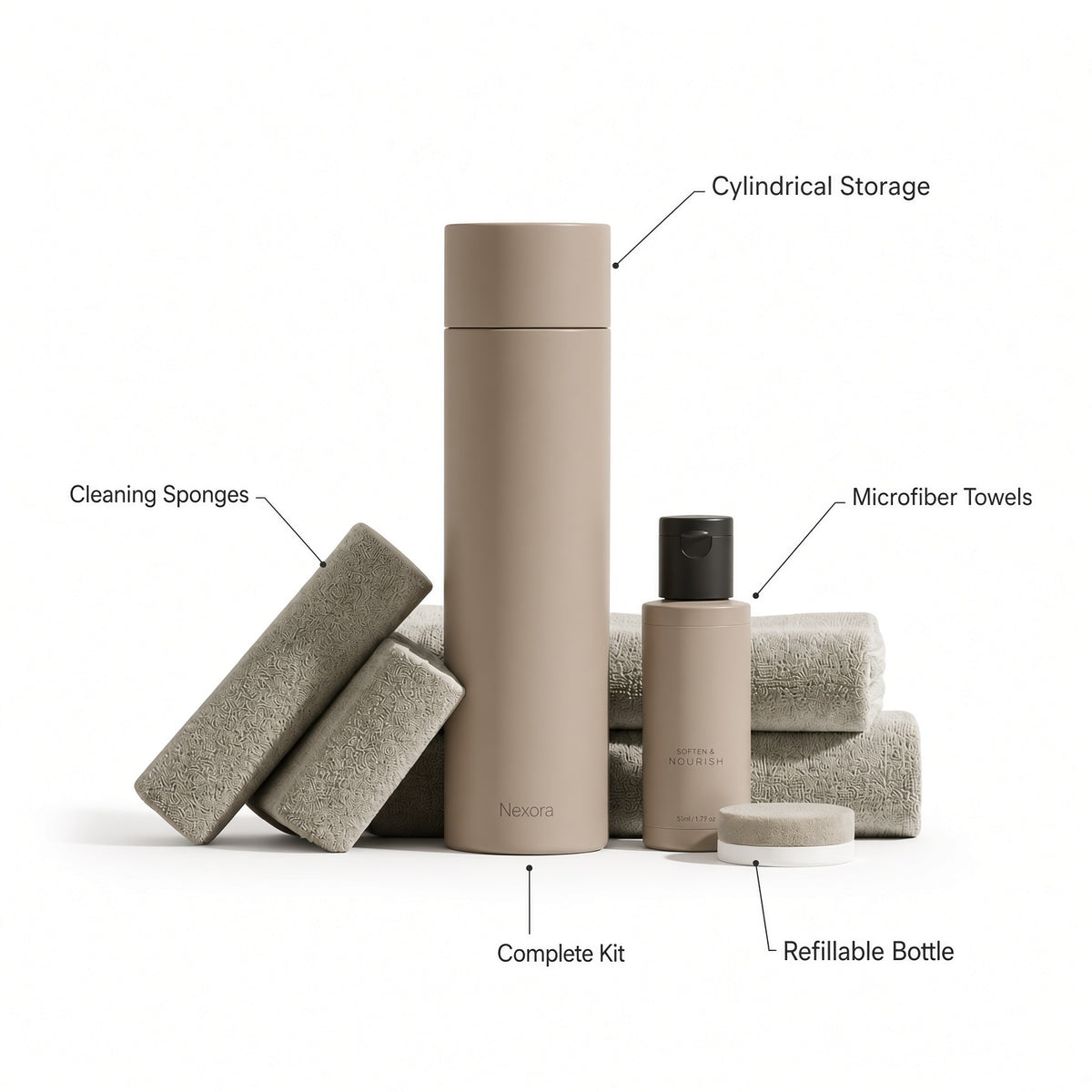 Car Care Cleaning Kit with Storage Bottle